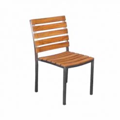 Teak and Stainless Steel Stackable Dining Chair