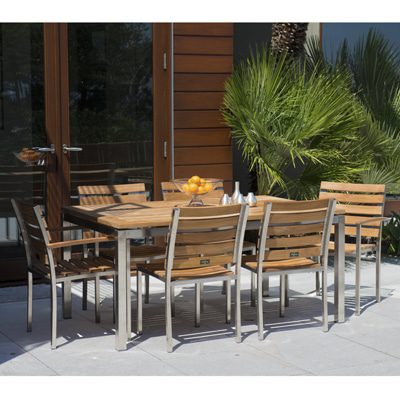 Teak and Stainless Steel Dining set