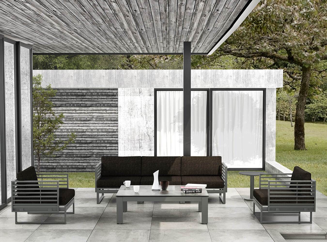 Attesa Couch and Chair Set, Modern Outdoor Furniture