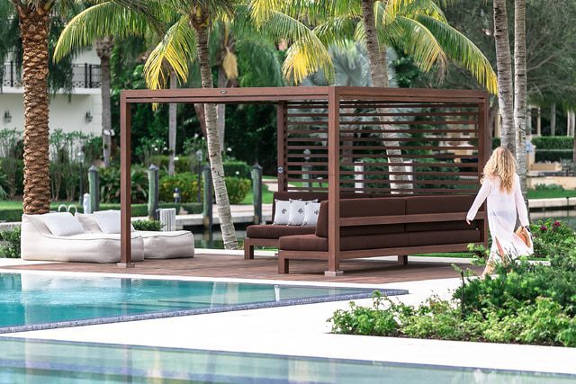 Tuuci Equinox Cabana, Brown Couch - Poolside
